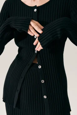 RIBBED CARDIGAN BLACK
