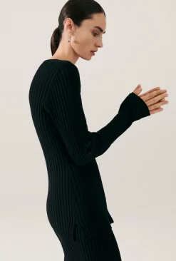 RIBBED CARDIGAN BLACK