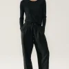RIBBED LONG SLEEVE TOP BLACK