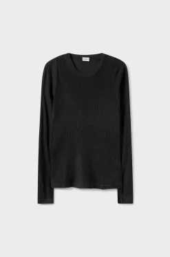 RIBBED LONG SLEEVE TOP BLACK