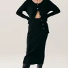 RIBBED STRAIGHT SKIRT BLACK
