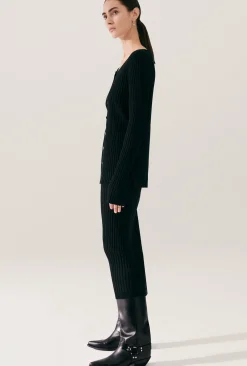RIBBED STRAIGHT SKIRT BLACK