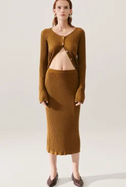 RIBBED STRAIGHT SKIRT DROUGHT
