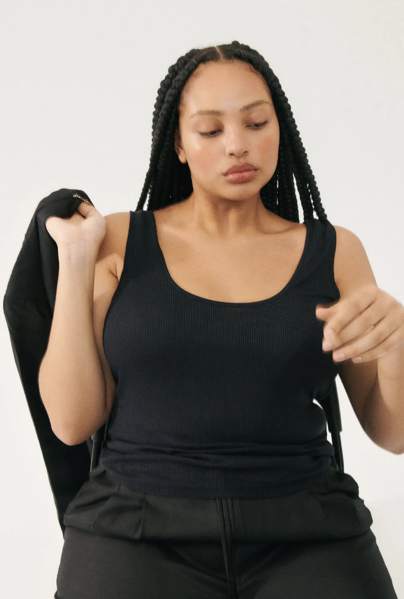 RIBBED TANK BLACK