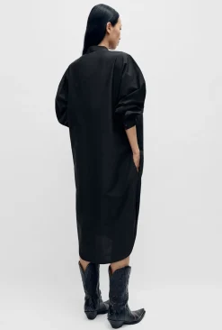 ROUND TUX SHIRT DRESS BLACK