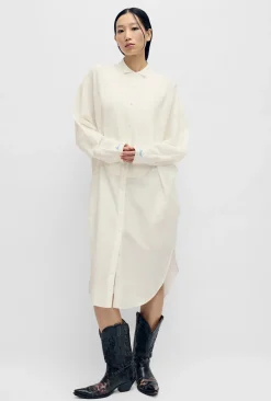 ROUND TUX SHIRT DRESS WHITE