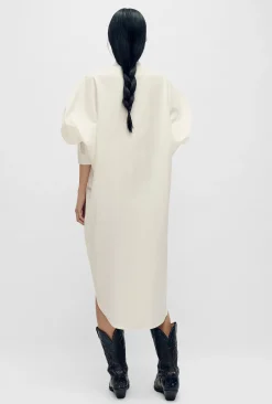 ROUND TUX SHIRT DRESS WHITE