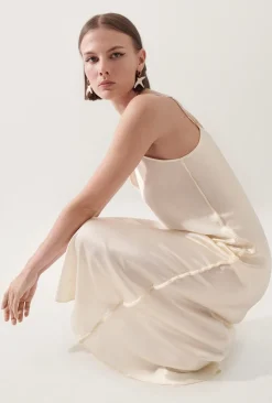 90S SLIP DRESS BLANKET STITCH OFF-WHITE