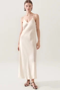 90S SLIP DRESS BLANKET STITCH OFF-WHITE
