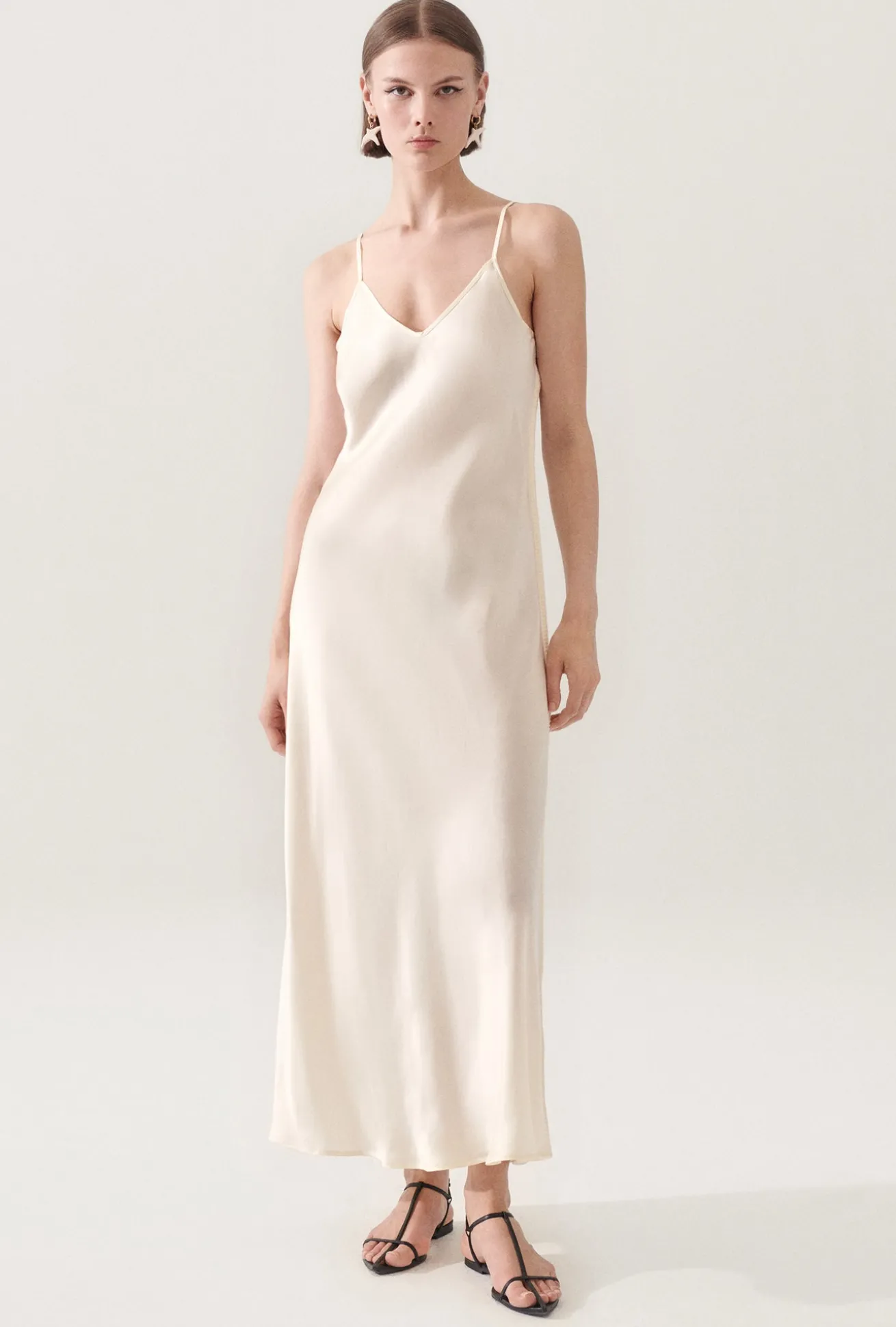 90S SLIP DRESS BLANKET STITCH OFF-WHITE