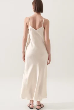 90S SLIP DRESS BLANKET STITCH OFF-WHITE