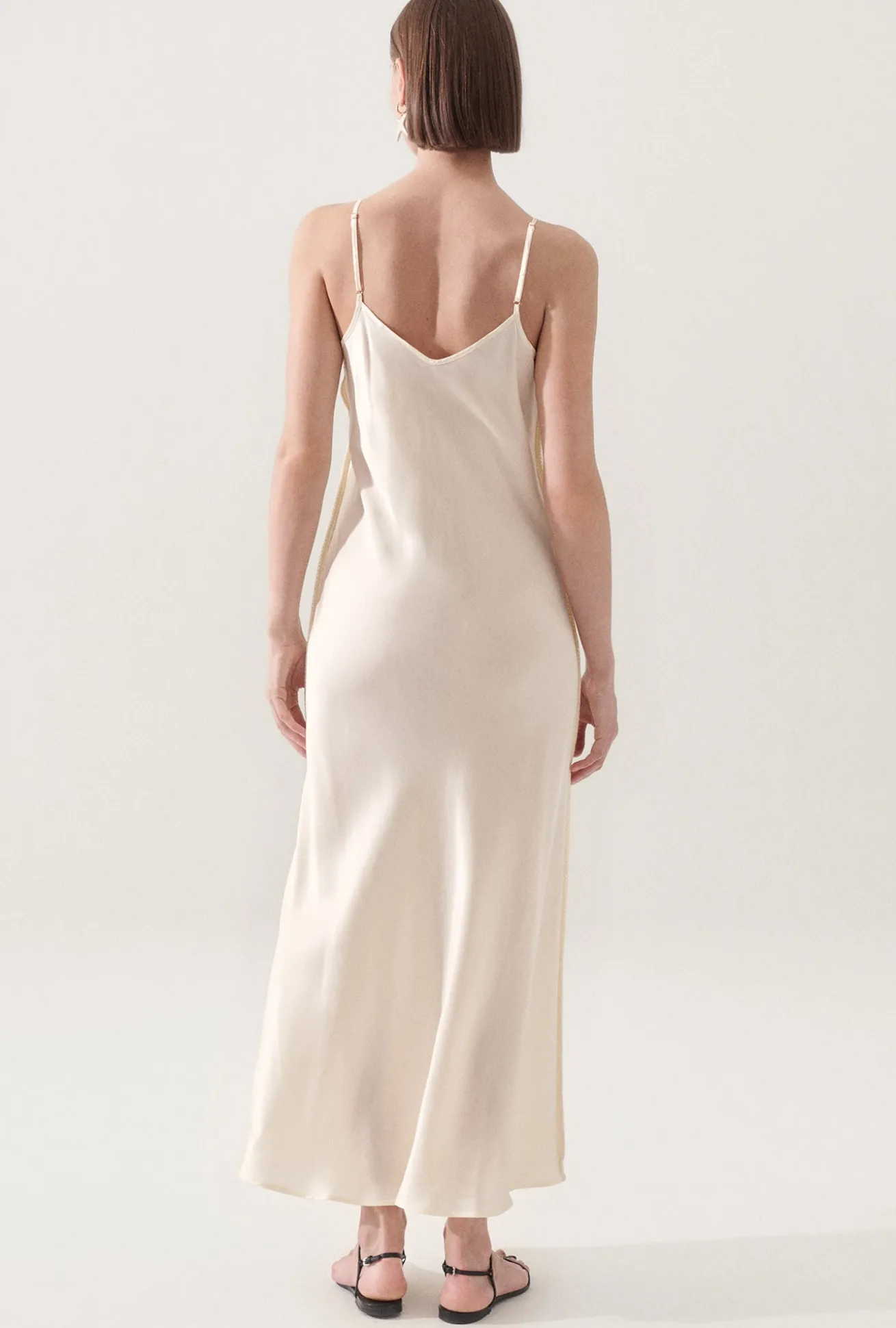 90S SLIP DRESS BLANKET STITCH OFF-WHITE