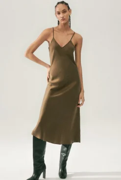 90S SLIP DRESS DARK EARTH