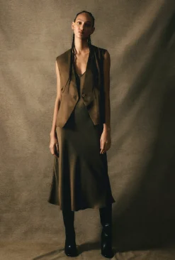 90S SLIP DRESS DARK EARTH