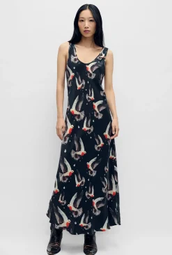 SCOOP NECK DRESS BLEEDING DOVE