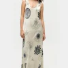 SCOOP NECK DRESS FIBONACCI OFF-WHITE