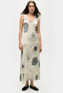 SCOOP NECK DRESS FIBONACCI OFF-WHITE