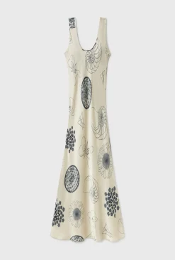 SCOOP NECK DRESS FIBONACCI OFF-WHITE