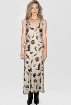 SCOOP NECK DRESS MIRACLES HAZELNUT