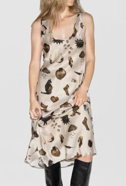 SCOOP NECK DRESS MIRACLES HAZELNUT
