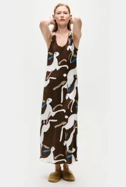 SCOOP NECK DRESS RABBIT DARK EARTH
