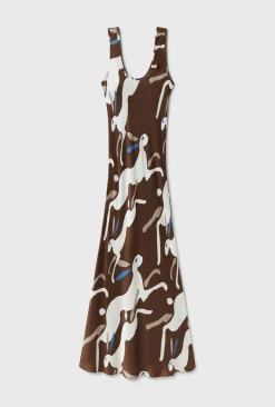 SCOOP NECK DRESS RABBIT DARK EARTH