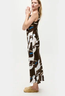 SCOOP NECK DRESS RABBIT DARK EARTH