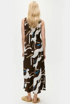SCOOP NECK DRESS RABBIT DARK EARTH