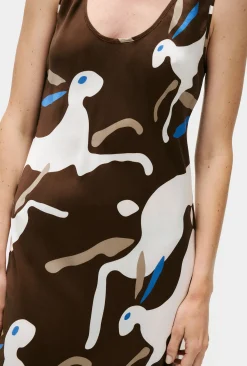 SCOOP NECK DRESS RABBIT DARK EARTH