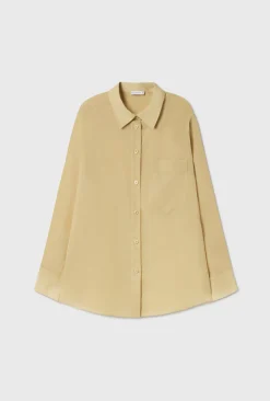 SHEER COTTON PLEATED YOKE SHIRT SHELL