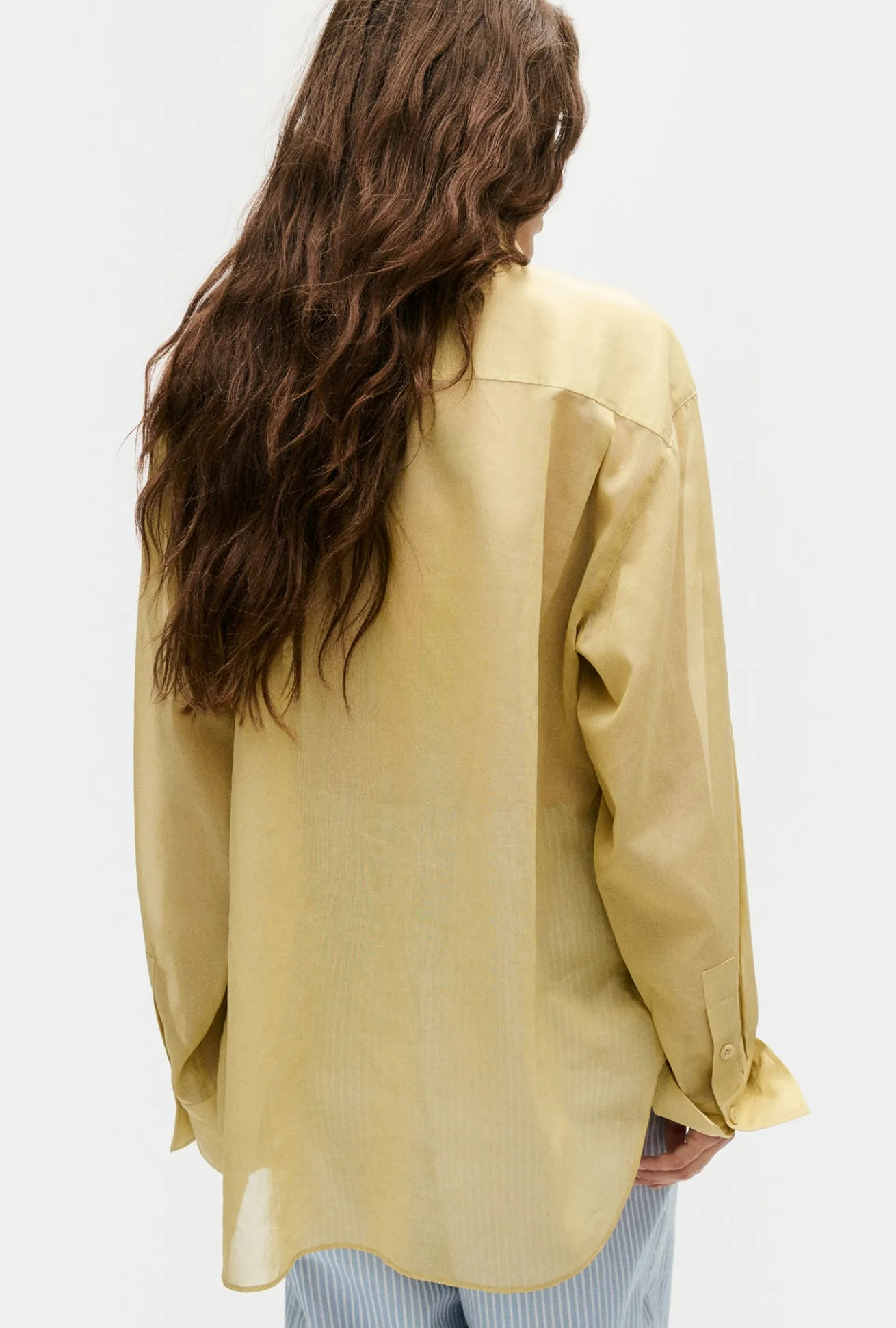 SHEER COTTON PLEATED YOKE SHIRT SHELL