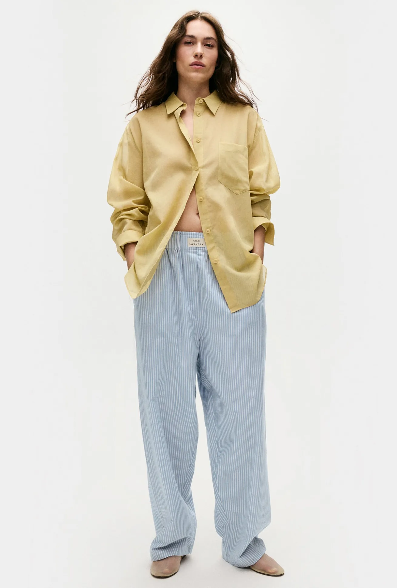 SHEER COTTON PLEATED YOKE SHIRT SHELL