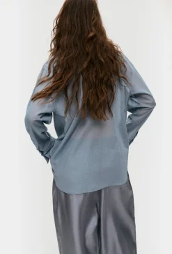 SHEER COTTON PLEATED YOKE SHIRT STORM
