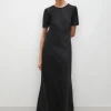 SHORT SLEEVE BIAS DRESS BLACK