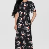SHORT SLEEVE BIAS DRESS BLEEDING DOVE