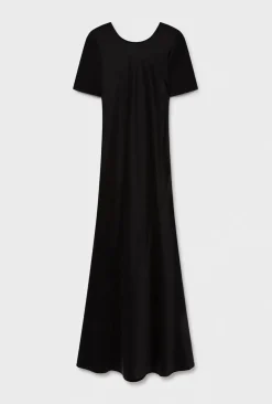 SHORT SLEEVE BIAS DRESS BLACK