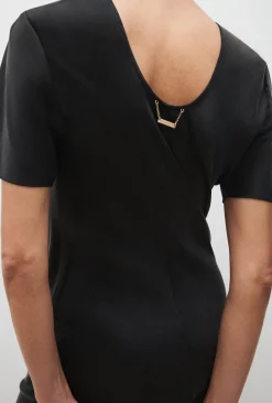 SHORT SLEEVE BIAS DRESS BLACK