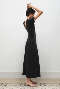 SHORT SLEEVE BIAS DRESS BLACK