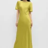 SHORT SLEEVE BIAS DRESS CACTUS