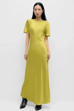SHORT SLEEVE BIAS DRESS CACTUS