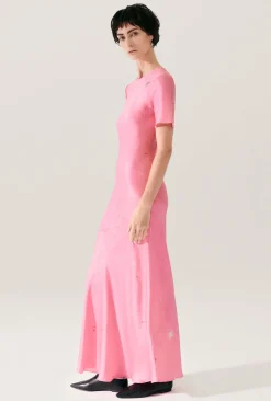 SHORT SLEEVE BIAS DRESS HOG WASH