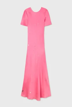SHORT SLEEVE BIAS DRESS HOG WASH