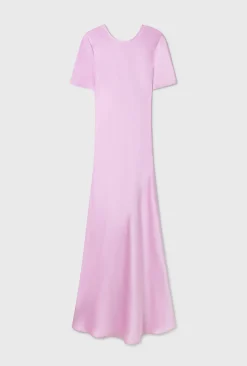 SHORT SLEEVE BIAS DRESS LILAC