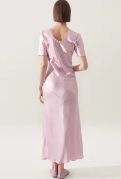 SHORT SLEEVE BIAS DRESS LILAC