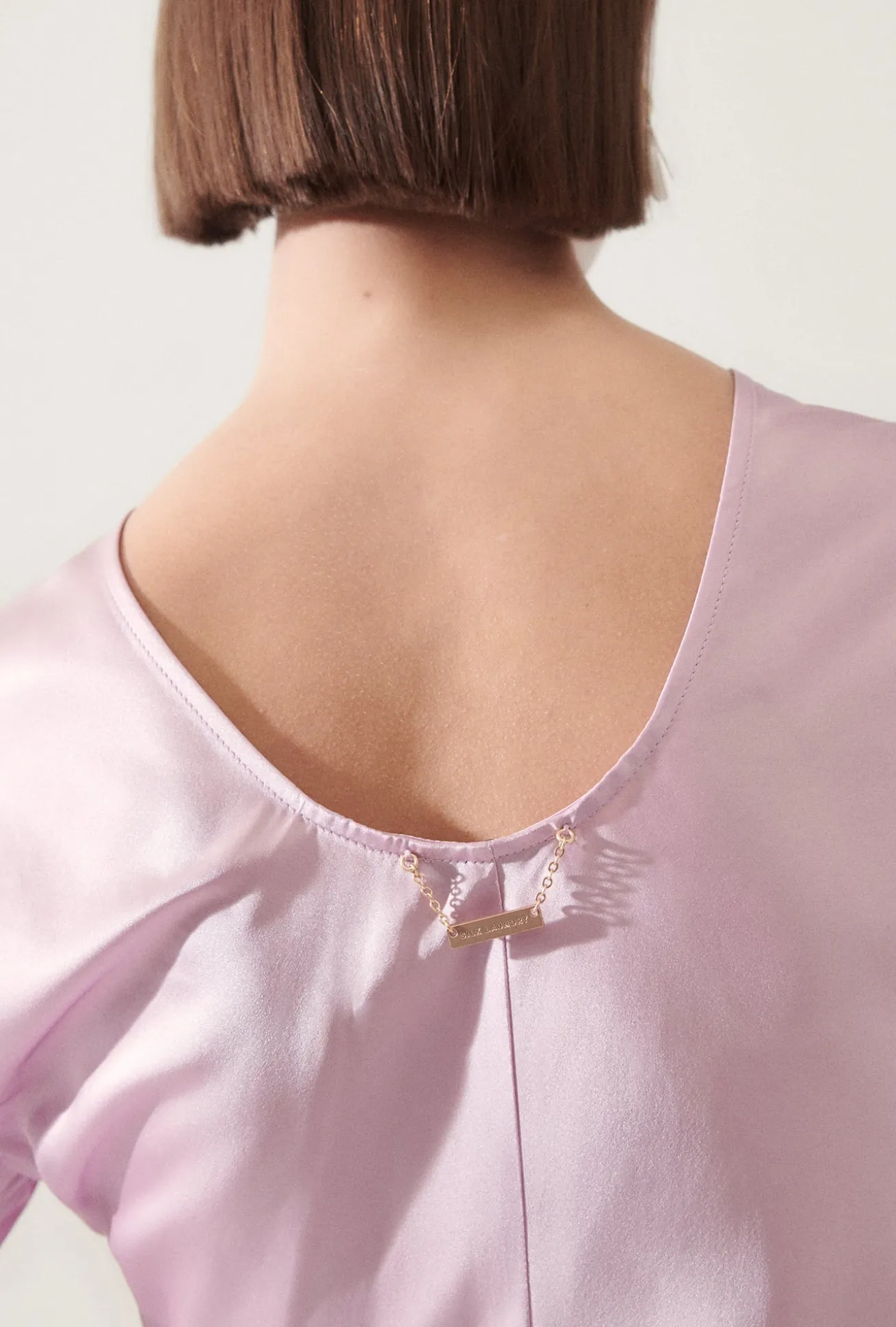 SHORT SLEEVE BIAS DRESS LILAC