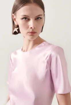 SHORT SLEEVE BIAS DRESS LILAC