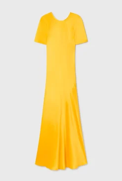 SHORT SLEEVE BIAS DRESS MARIGOLD