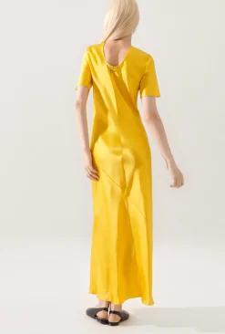 SHORT SLEEVE BIAS DRESS MARIGOLD