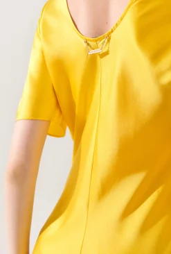 SHORT SLEEVE BIAS DRESS MARIGOLD