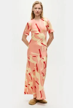 SHORT SLEEVE BIAS DRESS RABBIT AMARANTH